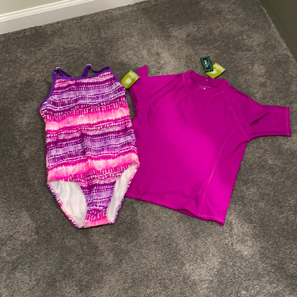 L.L Bean Magenta Swim Set